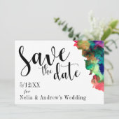 Moderne Wasserfarbe Save the Date (Stehend Vorderseite)