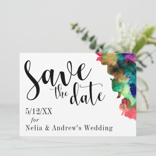 Moderne Wasserfarbe Save the Date (Stehend Vorderseite)
