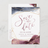 Moderne Wasserfarbe Save the Date geometrisch Postkarte (Vorne/Hinten)