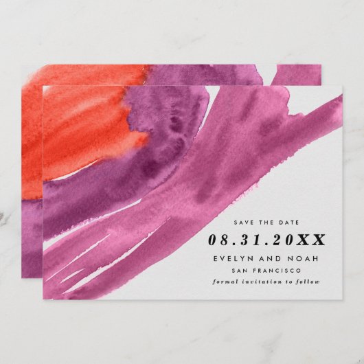 Moderne Wasserfarbe Save the Date Lila (Vorne/Hinten)