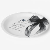 Moderne Wasserfarbe Schwarze Schleife Coquette Abs Pappteller (Schrägansicht)