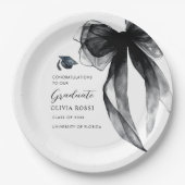 Moderne Wasserfarbe Schwarze Schleife Coquette Abs Pappteller (Vorderseite)