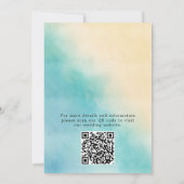 Moderne Wasserfarbe-Skript-Ozean-Strand-QR-Code  Save The Date (Rückseite)