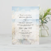 Moderne Wasserfarbe-Strand-QR-Code-Hochzeit am Mee Einladung (Stehend Vorderseite)