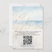 Moderne Wasserfarbe-Strand-QR-Code-Hochzeit am Mee Einladung (Rückseite)