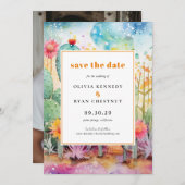 Moderne Wasserfarbe Südwestwüste Save the Date Einladung (Vorne/Hinten)