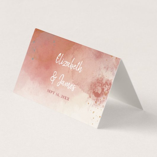 Moderne Wasserfarbe Terracotta Hochzeit Platzkarte (Rückseite)
