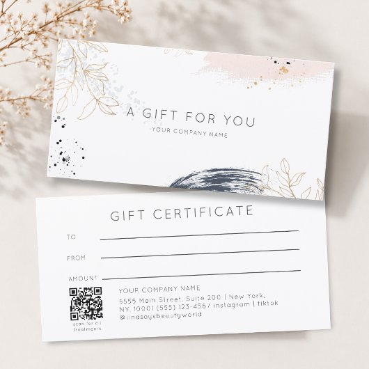 Moderne Wasserfarbe-Tinte QR-Code-Geschenkgutschei