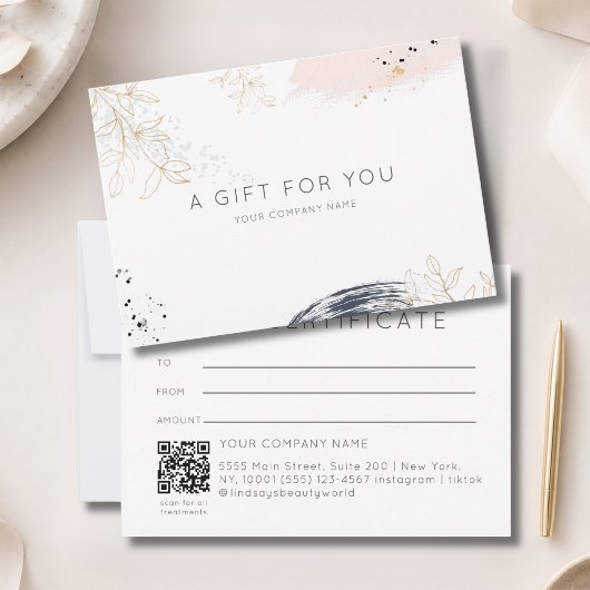 Moderne Wasserfarbe-Tinte QR-Code-Geschenkgutschei