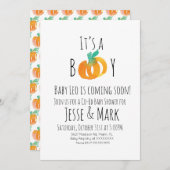 Moderne Wasserfarbe Tiny Pumpkins Kinderdusche Einladung (Vorne/Hinten)