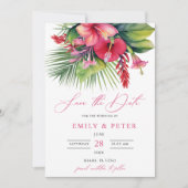 Moderne Wasserfarbe tropisch botanisch Save the Da Einladung (Vorderseite)