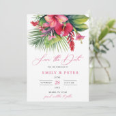 Moderne Wasserfarbe tropisch botanisch Save the Da Einladung (Stehend Vorderseite)