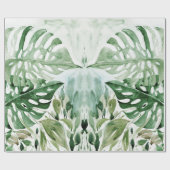 Moderne Wasserfarbe Tropische Monstera Blätter Par Geschenkpapier (Flach)