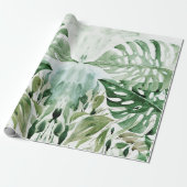 Moderne Wasserfarbe Tropische Monstera Blätter Par Geschenkpapier (Ungerollt)
