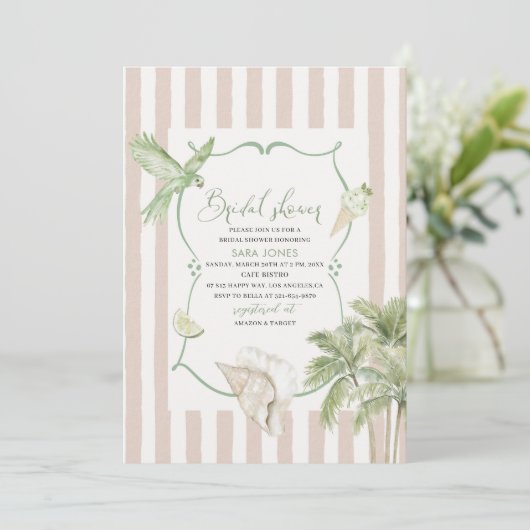 Moderne Wasserfarbe Tropischer Strand Palm Serenit Einladung (Stehend Vorderseite)