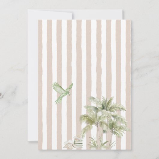 Moderne Wasserfarbe Tropischer Strand Palm Serenit Einladung (Rückseite)