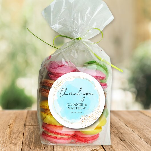 Moderne Wasserfarbe Türkis Vielen Dank für Ihre Ho Runder Aufkleber