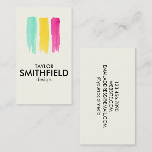 Moderne Wasserfarbe Visitenkarte (Vorne/Hinten)