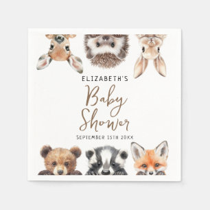 Moderne Wasserfarbe Waldtiere Baby Shower Serviette