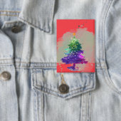 Moderne Wasserfarbe Weihnachten farbenfroher Tanne Button (Insitu)