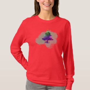 Moderne Wasserfarbe Weihnachten farbenfroher Tanne T-Shirt