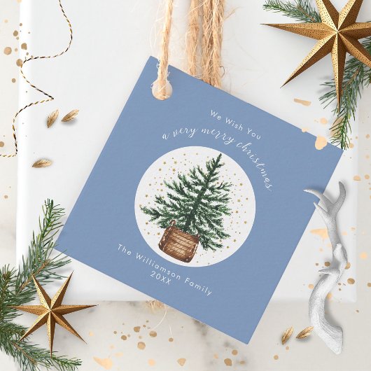 Moderne Wasserfarbe-Weihnachtsbaum Minimal Einfach Geschenkanhänger