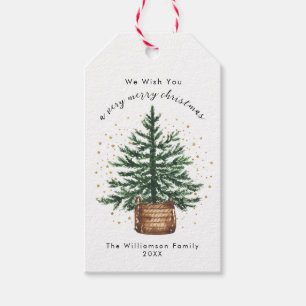 Moderne Wasserfarbe-Weihnachtsbaum Minimal Einfach Geschenkanhänger