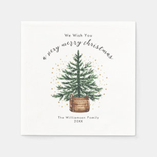 Moderne Wasserfarbe-Weihnachtsbaum Minimal Einfach Serviette