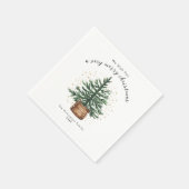 Moderne Wasserfarbe-Weihnachtsbaum Minimal Einfach Serviette (Ecke)