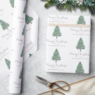 Moderne Wasserfarbe-Weihnachtsbaum mit individuell Geschenkpapier