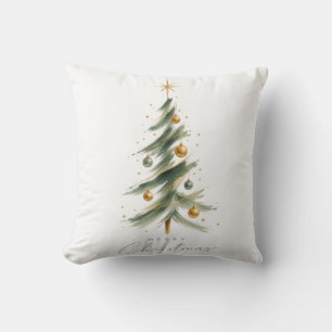 Moderne Wasserfarbe Weihnachtsbaum-Wurfkissen Kissen