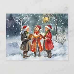 Moderne Wasserfarbe Weihnachtssänger Postkarte