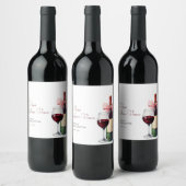Moderne Wasserfarbe Wein vor dem Gelübde Junggesel Weinetikett (Flaschen)