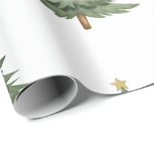 Moderne Wasserfarbe Winter Grüne Bäume Weihnachten Geschenkpapier (Rolleneckpunkt)