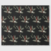 Moderne Wasserfarbe Winter Mistletoe Rotes Grün Geschenkpapier (Flach)