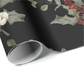 Moderne Wasserfarbe Winter Mistletoe Rotes Grün Geschenkpapier (Rolleneckpunkt)