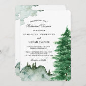 Moderne Wasserfarbe Winter Natur Grüne Bäume Invit Einladung (Vorne/Hinten)