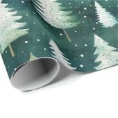 Moderne Wasserfarbe Winter Pine Grün Baum Weihnach Geschenkpapier (Rolleneckpunkt)