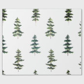 Moderne Wasserfarbe Winter Pine Grün Baum Weihnach Geschenkpapier (Flach)