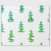Moderne Wasserfarbe Winter Pine Grün Baum Weihnach Geschenkpapier (Flach)