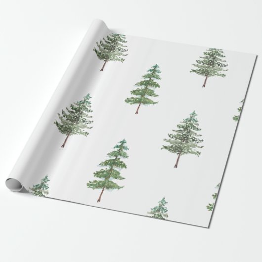 Moderne Wasserfarbe Winter Pine Grün Baum Weihnach Geschenkpapier (Ungerollt)