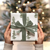 Moderne Wasserfarbe Winter Pine Grün Baum Weihnach Geschenkpapier