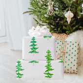 Moderne Wasserfarbe Winter Pine Grün Baum Weihnach Geschenkpapier