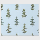 Moderne Wasserfarbe Winterkiefer Baum Hellblau Geschenkpapier (Flach)