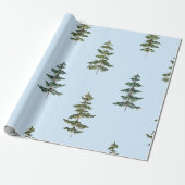 Moderne Wasserfarbe Winterkiefer Baum Hellblau Geschenkpapier (Ungerollt)