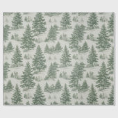 Moderne Wasserfarbe Winterkiefer Grüner Baum Weihn Geschenkpapier (Flach)