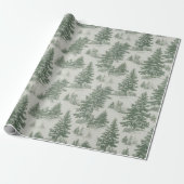 Moderne Wasserfarbe Winterkiefer Grüner Baum Weihn Geschenkpapier (Ungerollt)