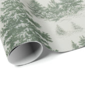 Moderne Wasserfarbe Winterkiefer Grüner Baum Weihn Geschenkpapier (Rolleneckpunkt)