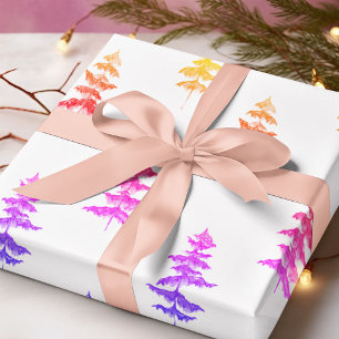 Moderne Wasserfarbe Winterkiefer Rosa Baum Weihnac Geschenkpapier