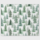 Moderne Wasserfarbe Winterpine Tree Weihnachten Geschenkpapier (Flach)